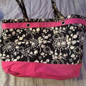 Floral Black and Pink Tote Bag